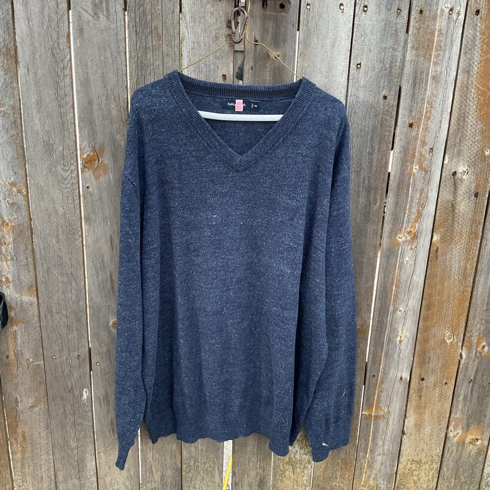 Nautica Men's Classic Navy Blue V Neck Sweater Sz XXL